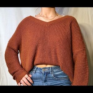 Forever 21 orange/brown open back sweater